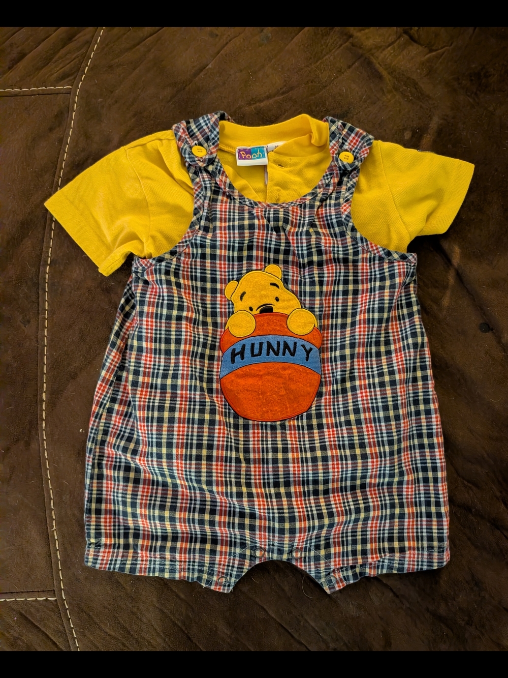 Disney Pooh Plaid Shortalls with Yellow Tee - Kids Overalls